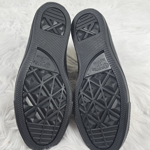 Converse CTAS All Black Smooth Leather Women's Size 7 High Top Sneakers Eclipse - Picture 6 of 9